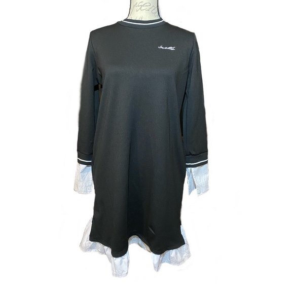 Dayan Ruffled Hem Long Sleeve Layered Midi Dress Size Small Stretch - Picture 1 of 6